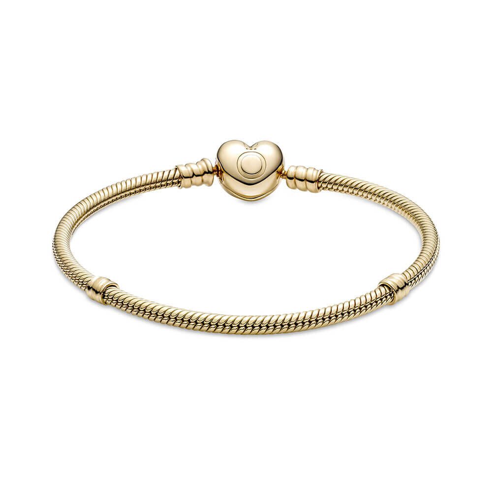 Pandora Moments Heart Clasp Snake Chain Bracelet 14K
