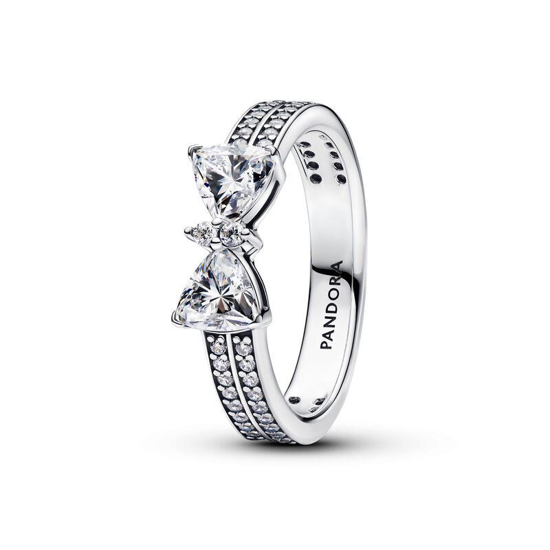Pandora Sparkling Bow Double-row Ring image number 0