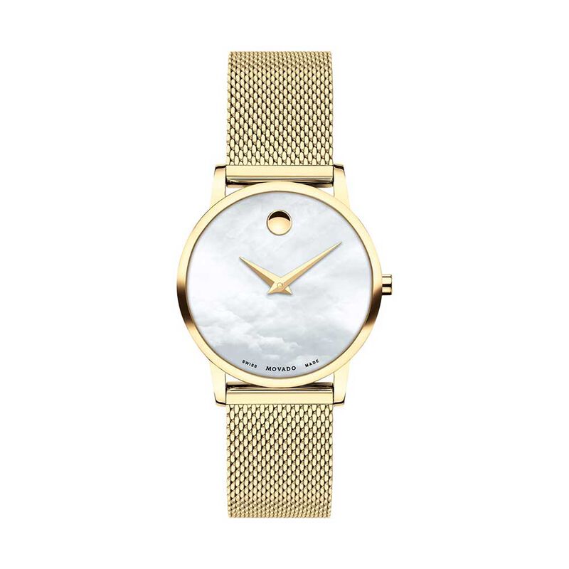 Movado Museum Classic Yellow Ion & Mother of Pearl Dial Watch image number 1
