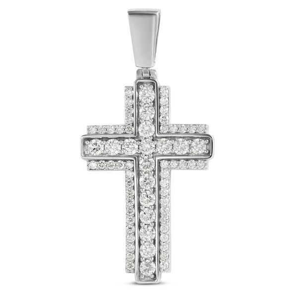 Diamond Cross Pendant, 14K White Gold
