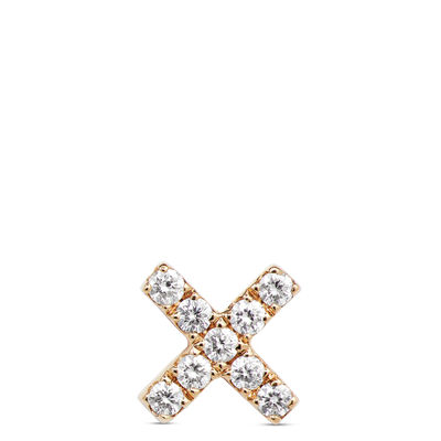 Diamond "X" Single Stud Earring, 14K Yellow Gold