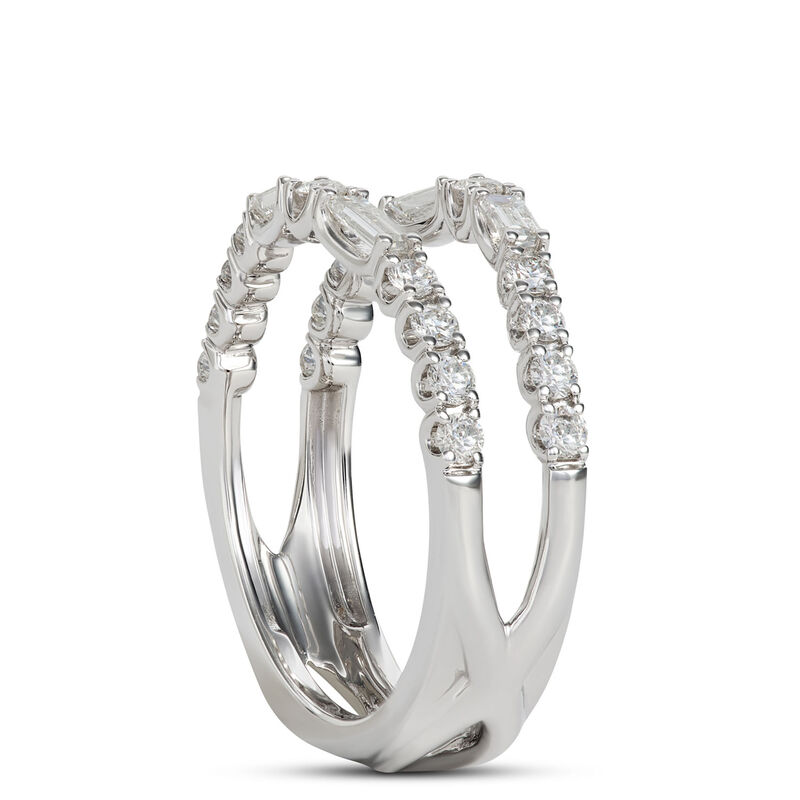 Round and Baguette Diamond Ring Enhancer in 14K White Gold image number 1