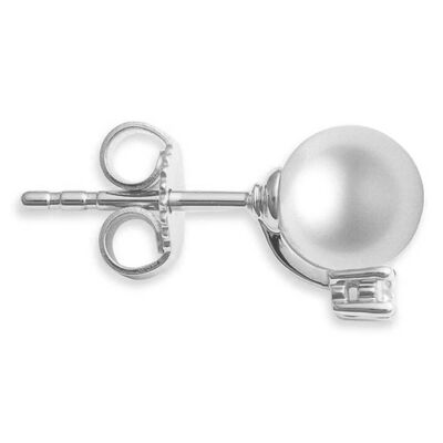 Mikimoto A+ Akoya Cultured Pearl & Diamond Stud Earrings 18K, 7mm