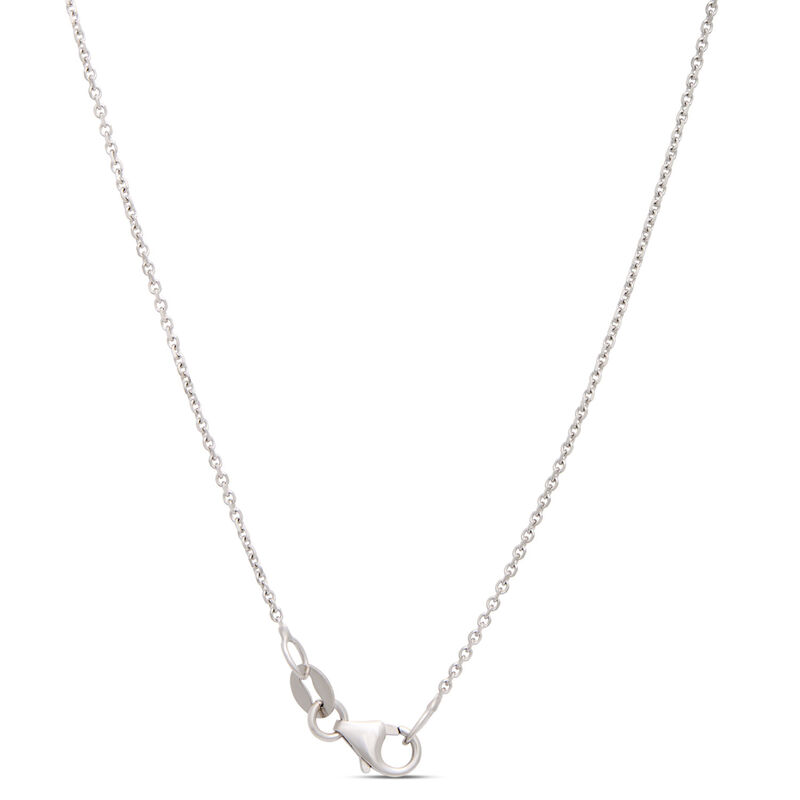 Round Emerald Pendant with Diamond Halo, 14K White Gold image number 3