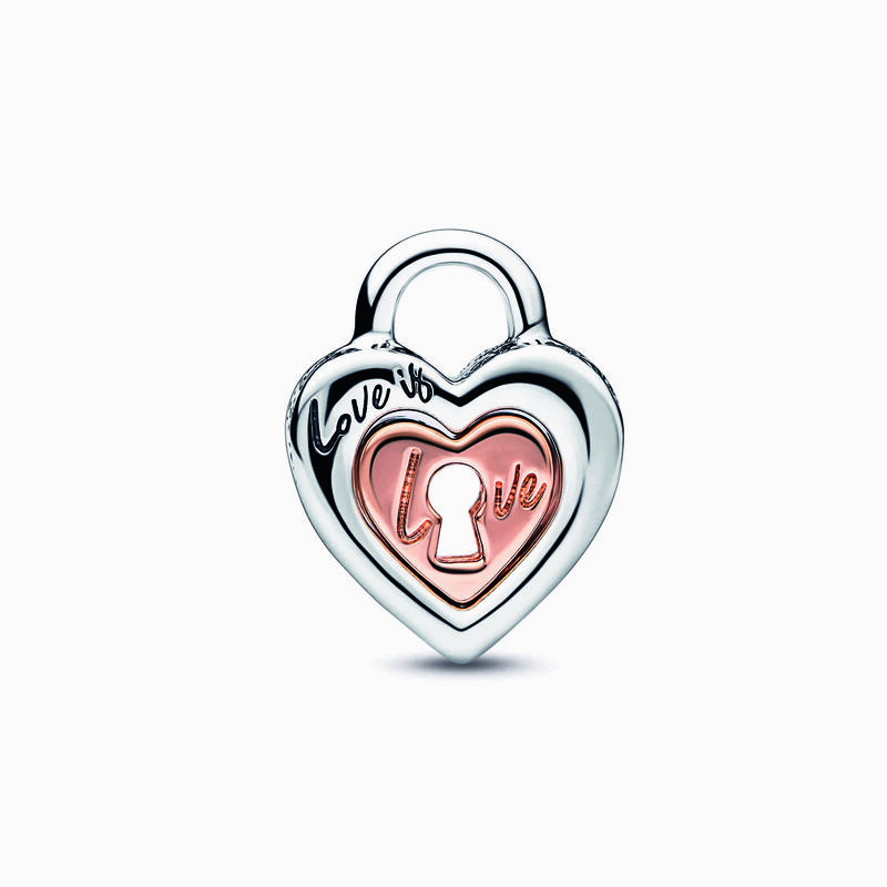 Pandora Two-tone Padlock Splittable Heart Charm image number 1