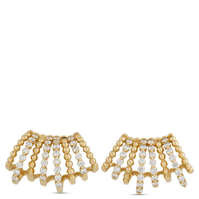 Beaded Diamond Ear Cuffs, ⅔ Carat Total Weight, 14K Yellow Gold