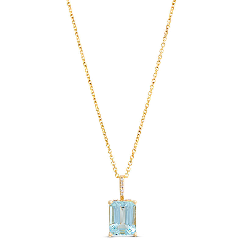 Emerald Cut Aquamarine Necklace, 14K Yellow Gold image number 0