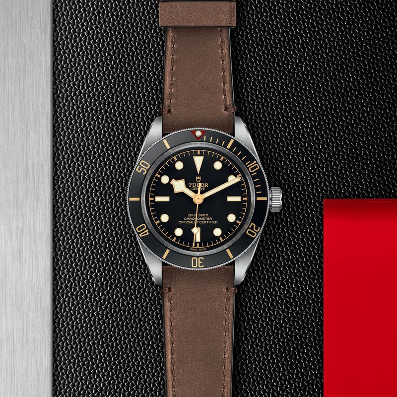 TUDOR Black Bay Fifty-Eight Watch Black Dial Brown Leather Strap, 39mm image number 2