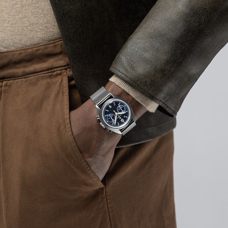 Hamilton Khaki Aviation Pilot Pioneer Mechanical Chrono Blue Dial Watch, 40mm image number 4
