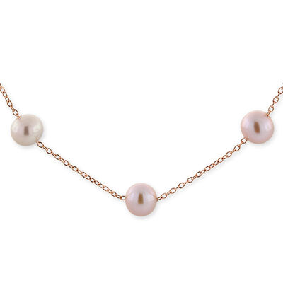 Rose Gold Freshwater Cultured Pearl Necklace 14K