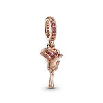 Pandora Rose Flower Synthetic Sapphire & CZ Dangle Charm