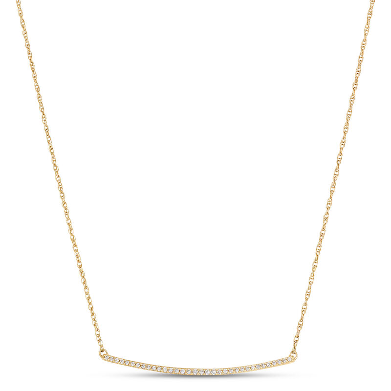 Curved Bar Diamond Pendant Necklace, 14K Yellow Gold image number 0