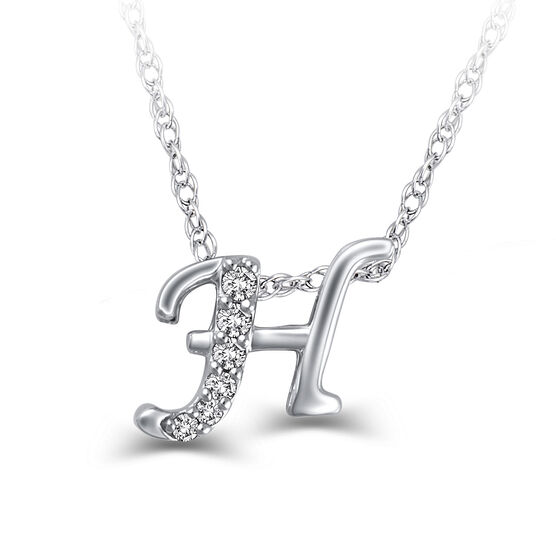  Diamond "H" Initial Pendant 14K