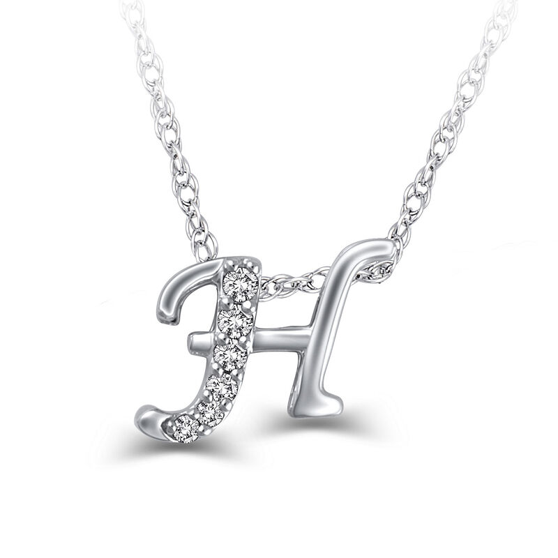  Diamond "H" Initial Pendant 14K image number 1