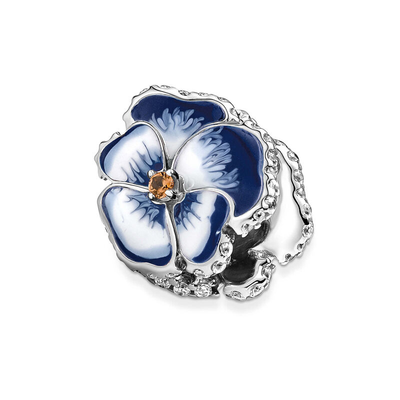 Pandora Blue Pansy Flower Enamel & CZ Charm image number 4