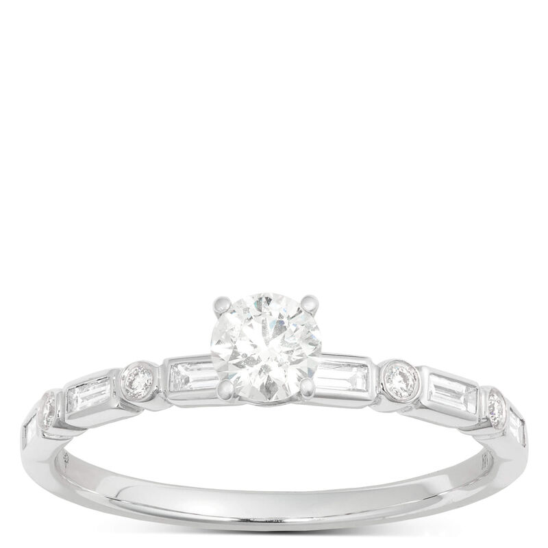 Round Cut Diamond Bridal Ring, 14K Gold image number 0