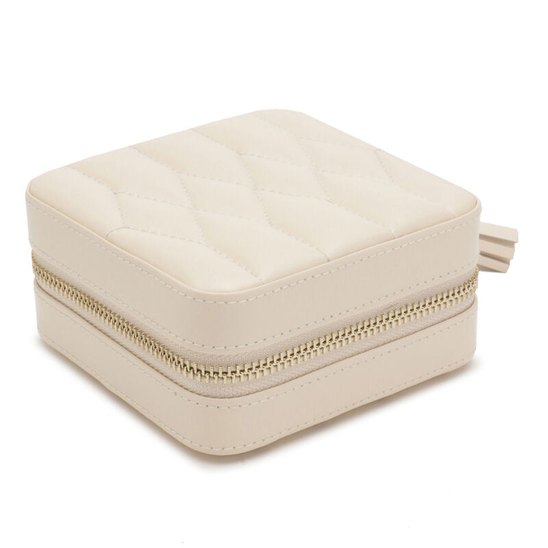 WOLF Caroline Beige Leather Zip Travel Case image number 2