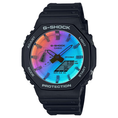 G-Shock 2100 Series Watch Multicolored Dial Black Resin Band, 48.5mm