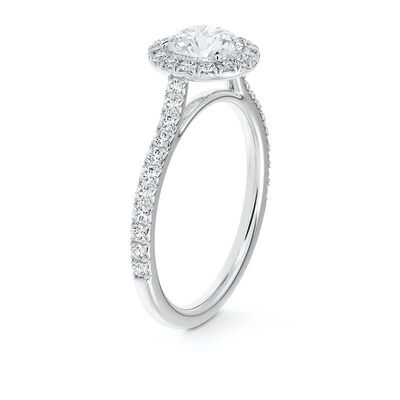 De Beers Forevermark Round Diamond Halo Engagement Ring 18K