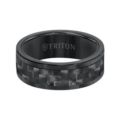 TRITON Contemporary Comfort Fit Carbon Fiber Band in Black Tungsten, 8 mm