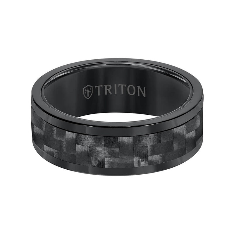TRITON Contemporary Comfort Fit Carbon Fiber Band in Black Tungsten, 8 mm image number 1