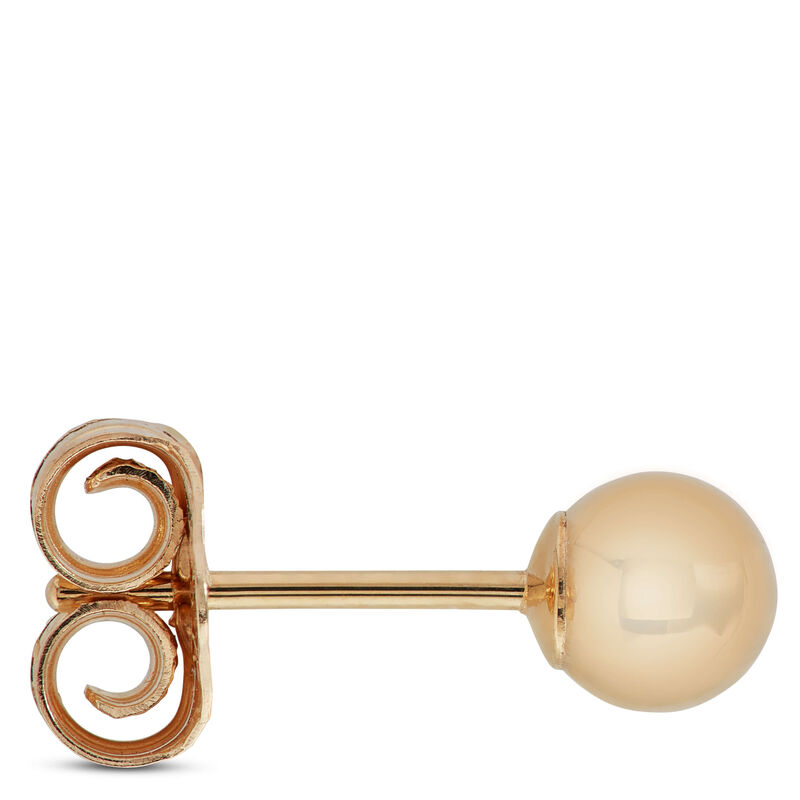 Yellow Gold Ball Earrings 14K, 4mm image number 2