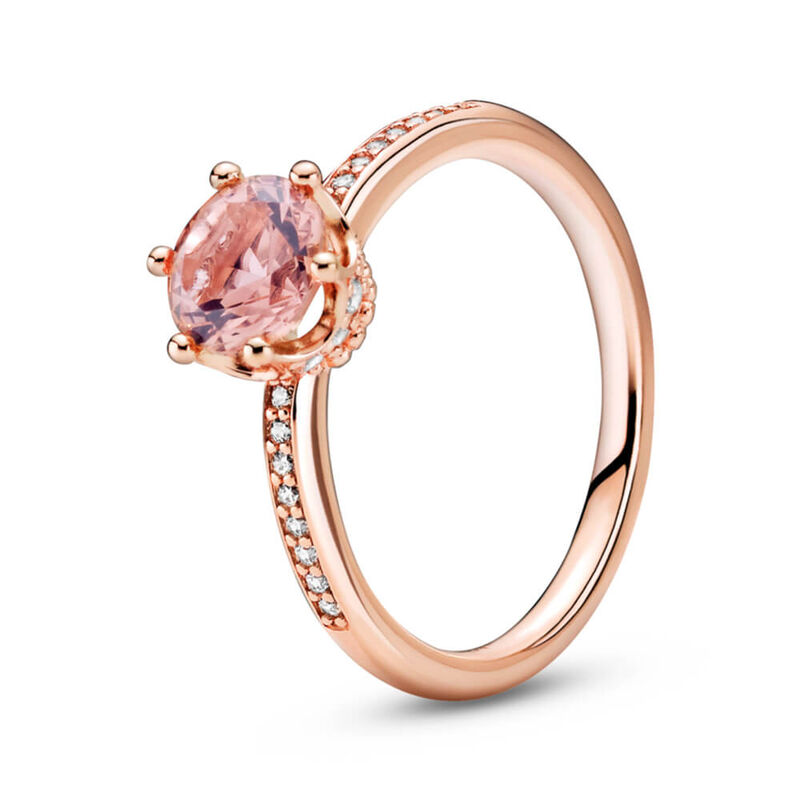 Pandora Pink Sparkling Crown Solitaire Crystal & CZ Ring image number 0