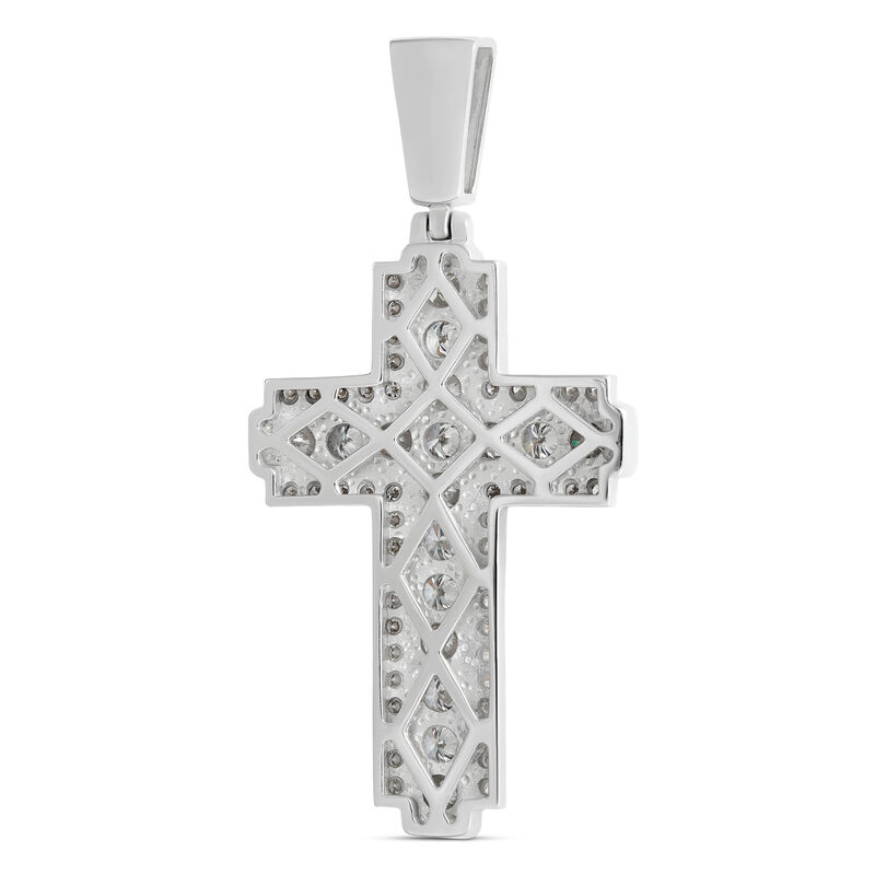 Diamond Cross Pendant, 14K White Gold image number 2