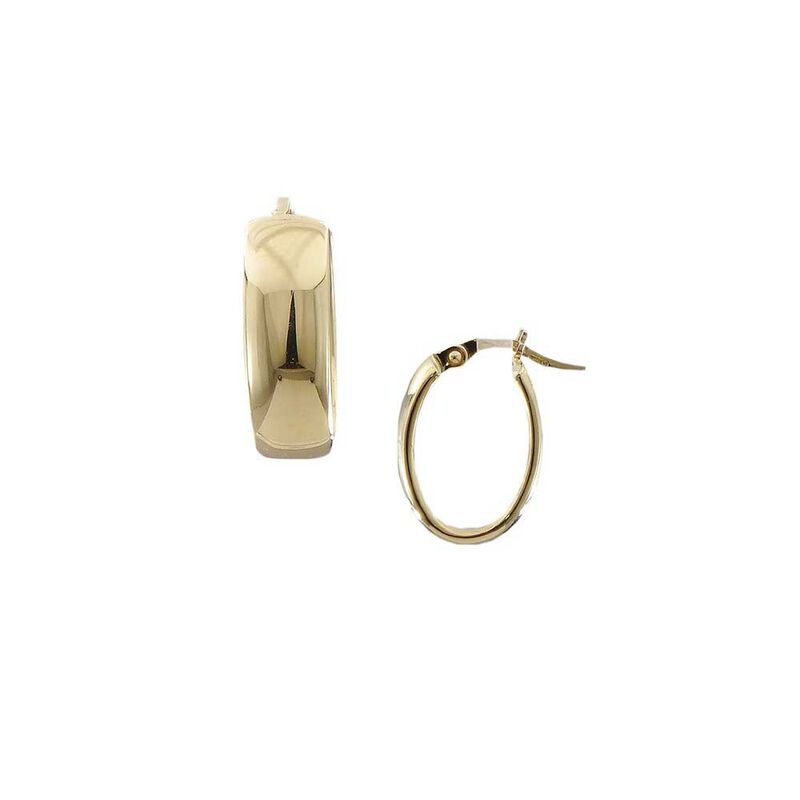 Roberto Coin Designer Gold Wide Oval Hoop Earrings 18K image number 1