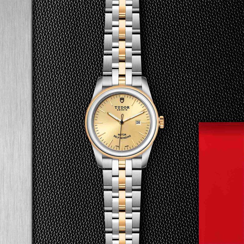 TUDOR Glamour Date Watch Champagne Dial Steel Bracelet, 31mm image number 4