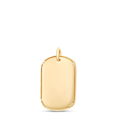 Textured Dog Tag Pendant, 14K Yellow Gold