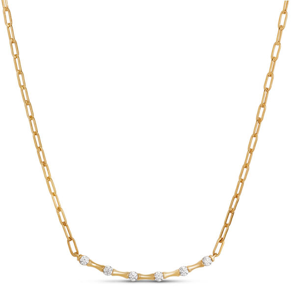 Ben Bridge Signature Round Cut Diamond Paperclip Necklace, 18K Yellow Gold