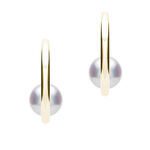 Mikimoto Classic Akoya Cultured Pearl Semi Hoop Earrings 18K