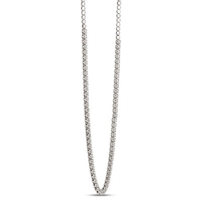 Classic Round Diamond Necklace, 2 Total Carat Weight, 14k White Gold