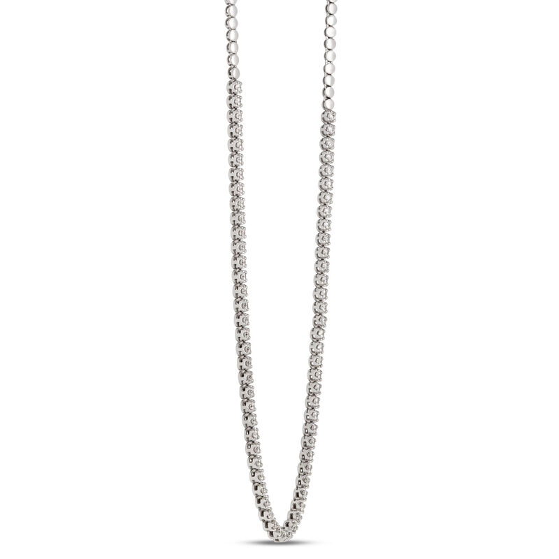 Classic Round Diamond Necklace, 2 Total Carat Weight, 14k White Gold image number 1