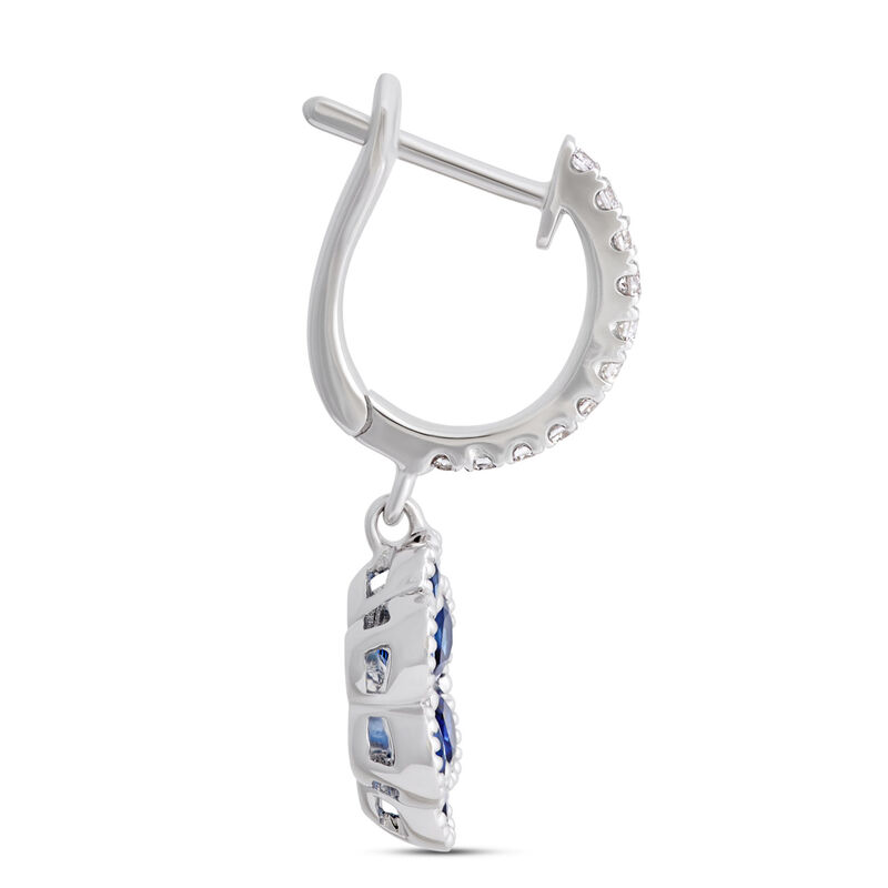 Flower Shaped Sapphire Earrings, 14K White Gold image number 1
