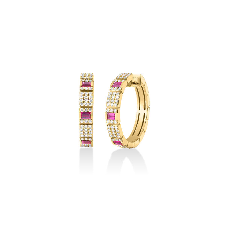 Roberto Coin 18K Yellow Gold Obelisco Pav&eacute; Diamond And Gemstone Hoop Earrings image number 0