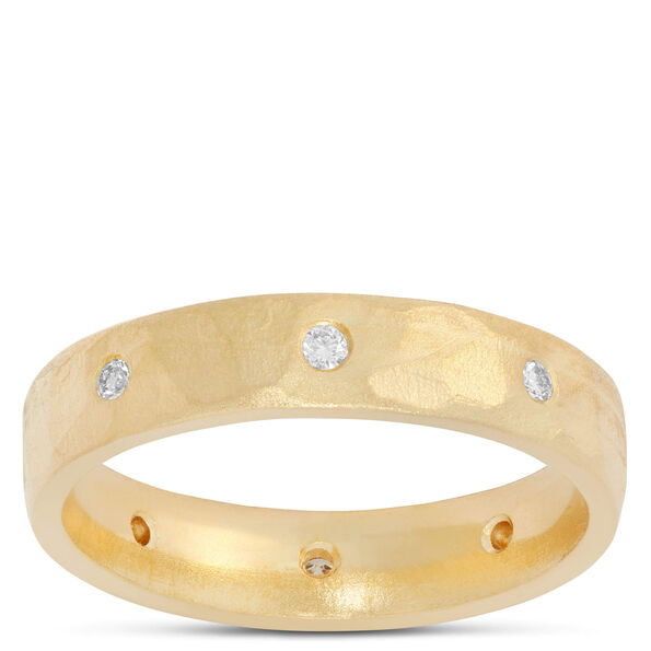 Hand-Forged Eight Diamond Band, 22K Yellow Gold
