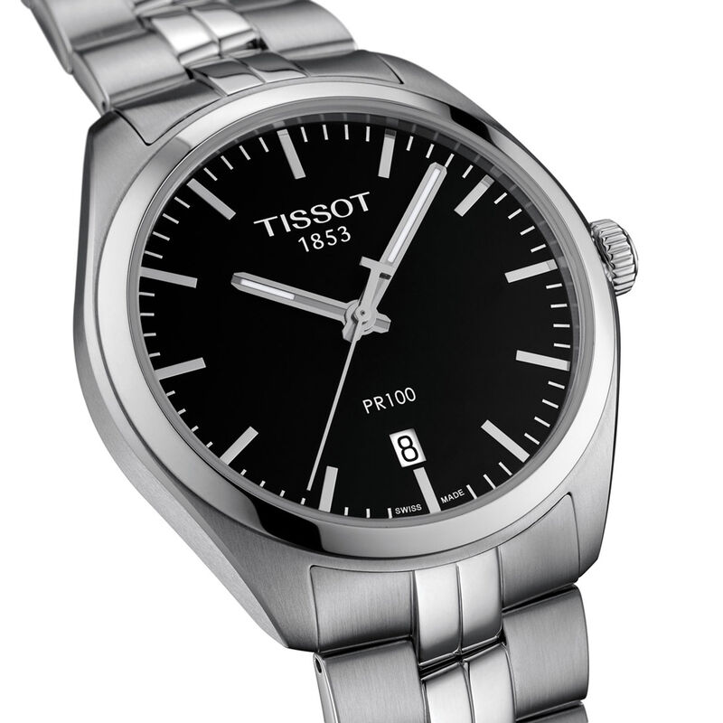 Tissot PR 100 Black Dial Steel Quartz Watch, 39mm image number 2