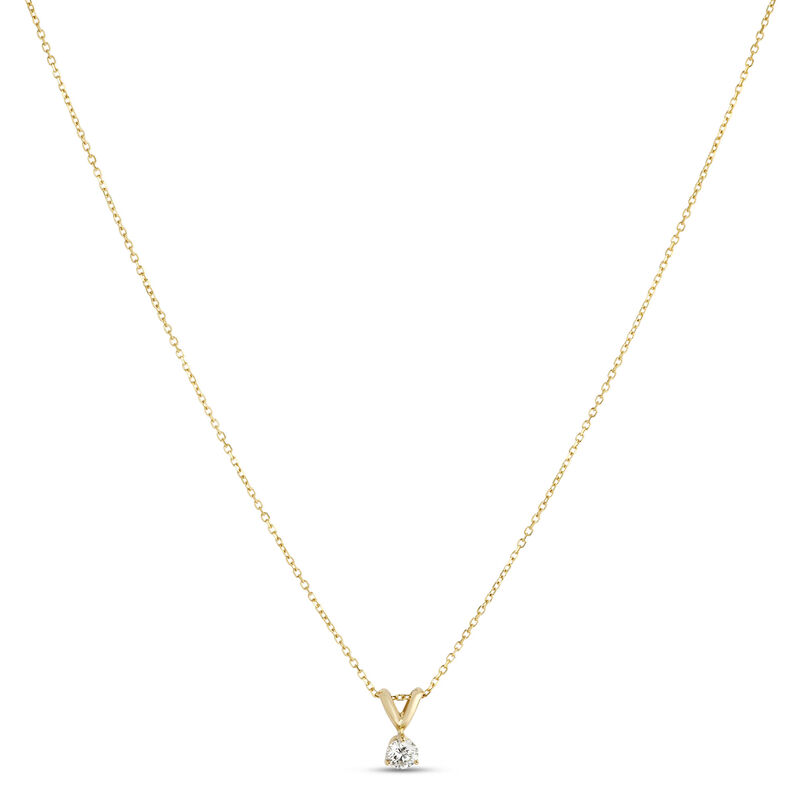Solitaire Round Diamond Pendant Necklace, 14k Yellow Gold image number 0