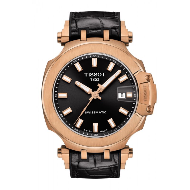 Tissot T-Race Swissmatic Rose PVD Black Dial Watch, 48mm image number 0