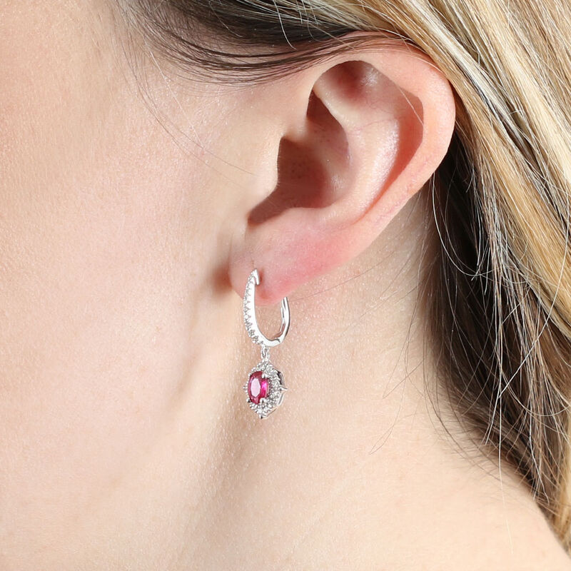 Ruby & Diamond Earrings 14K image number 1