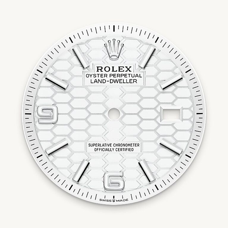 rolex land-dweller in white rolesor - combination of oystersteel and white gold, m127234-0001 - intense white dial - ben bridge