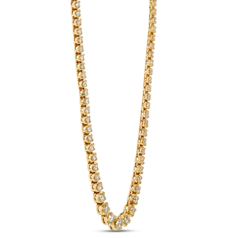 Graduated Round Diamond Necklace, 14K Yellow Gold image number 1