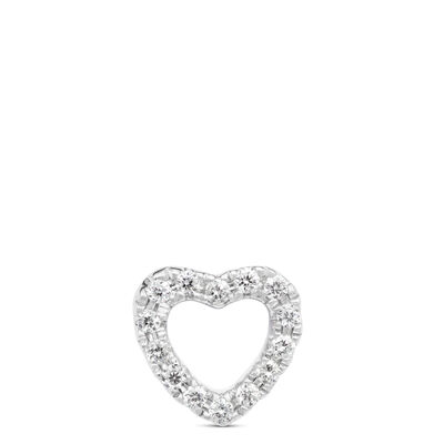 Diamond Heart Single Stud Earring, 14K White Gold