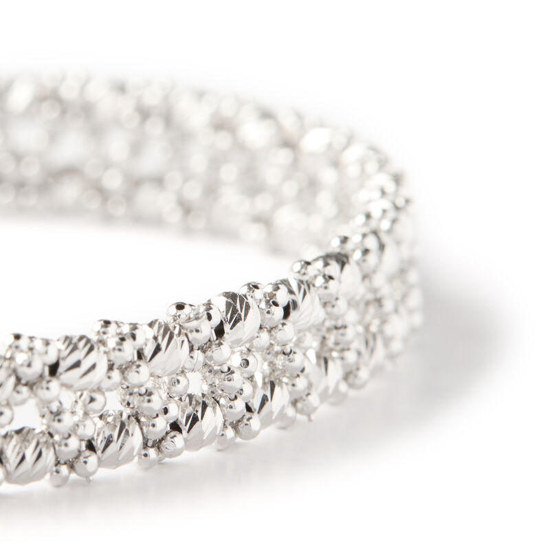 Toscano 7-Inch Double Row Flexy Beaded Bracelet, 14K White Gold image number 2