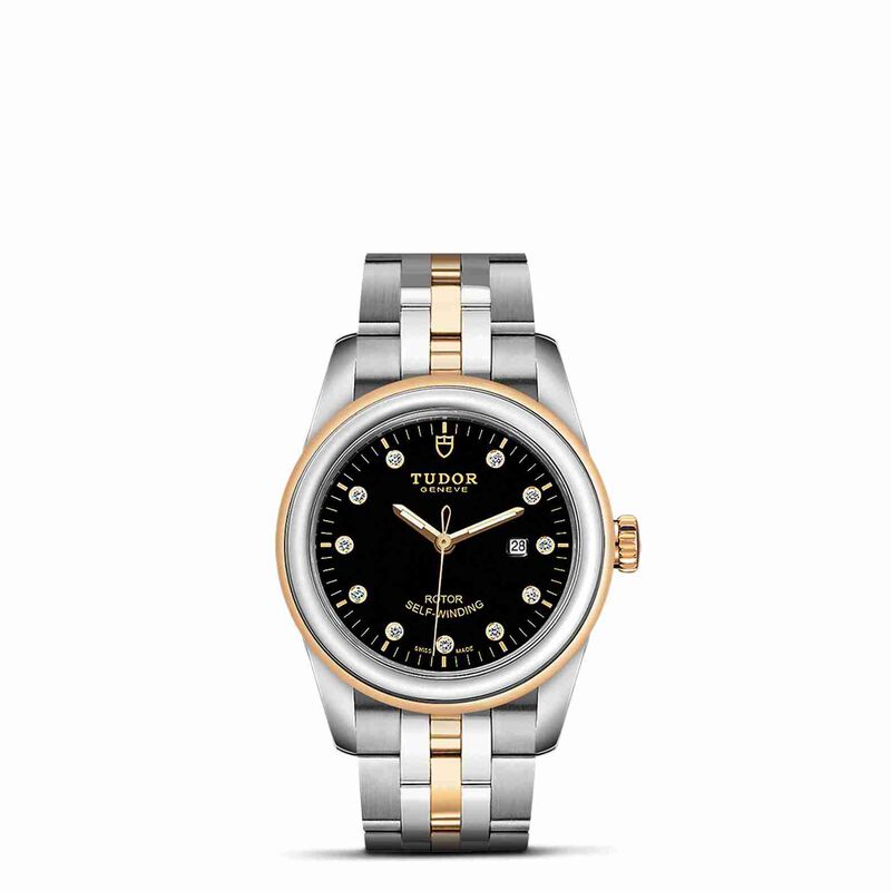 TUDOR Glamour Date Watch Steel Case Black Dial with Diamonds, 31mm image number 1
