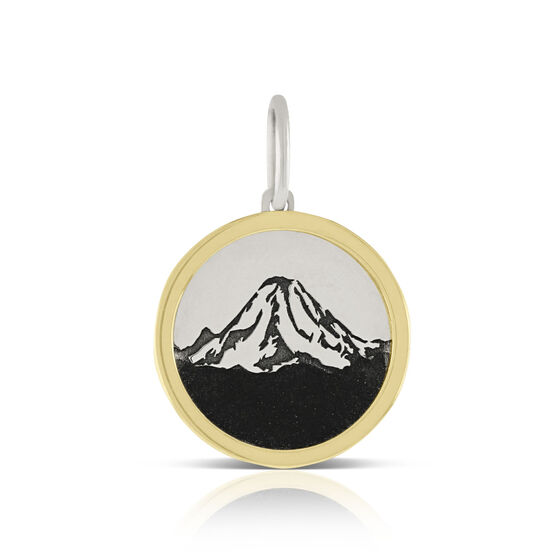 Mount Rainier Framed Charm / Pendant, Silver & 14K
