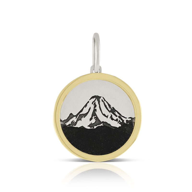 Mount Rainier Framed Charm / Pendant, Silver & 14K image number 1