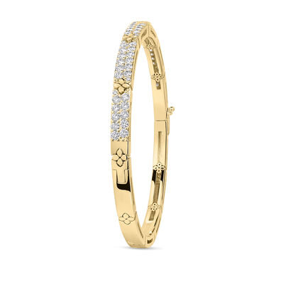 Roberto Coin 18K Yellow Gold Love In Verona Pav&eacute; Diamond And Polished Flower Bangle
